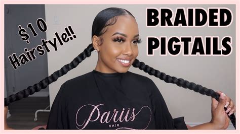 pigtail braids black hair|pigtails using braiding hair.